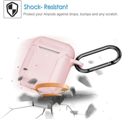 Case for AirPods 2 & 1 Silicone Shockproof Protective Cover Skin with Keychain - Picture 12 of 14