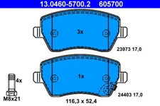 ATE 13.0460-5700.2 brake pad set, disc brake front axle for Opel Suzuki VA