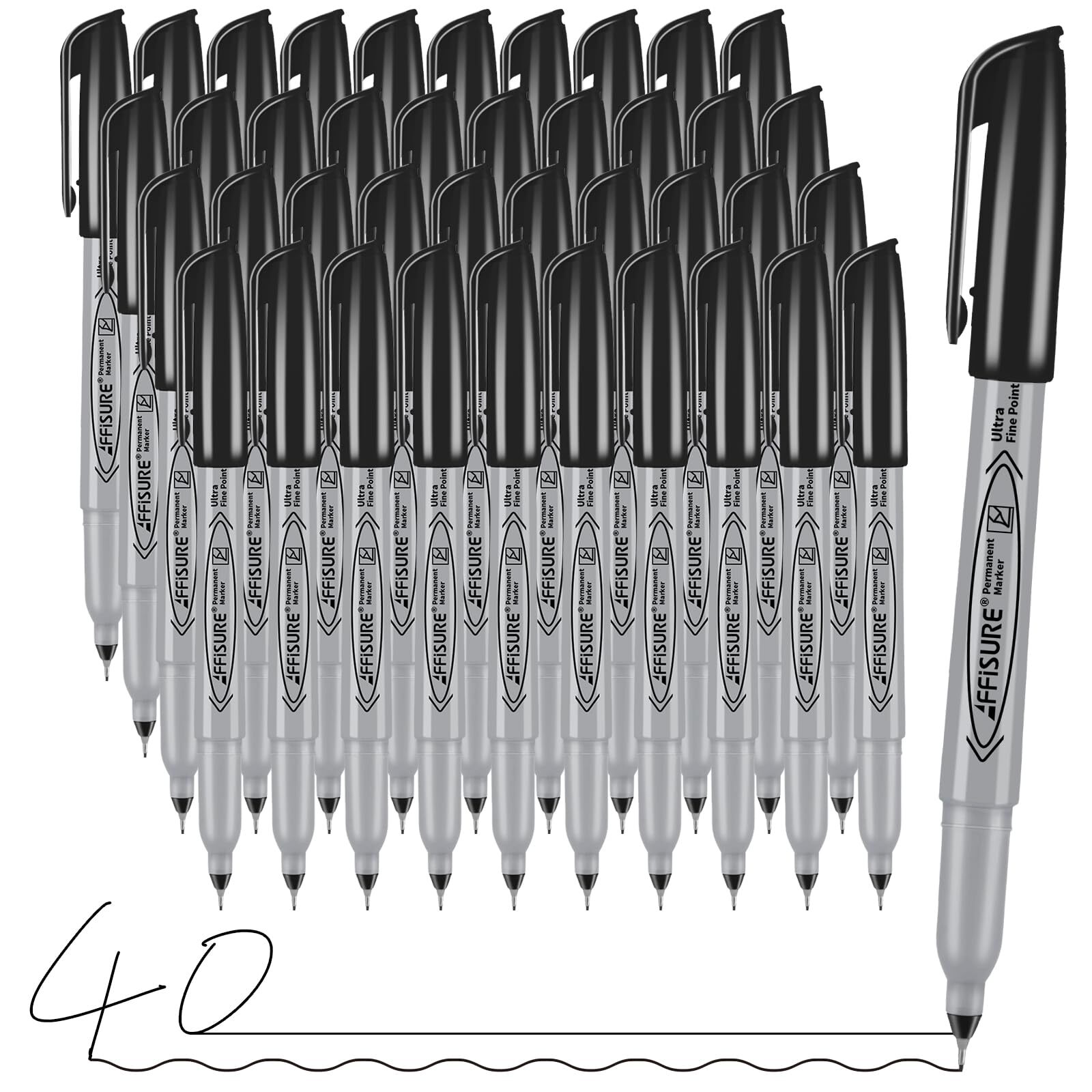 Permanent Markers, Ultra Fine Point, Black, 40 Count, 0.4mm, Fine tip permane...
