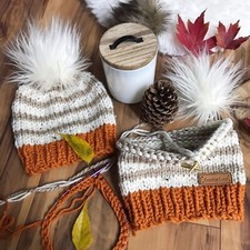 NEW Hand Knitted Baby Girl Boy Beanie Hat Cap Fall Autumn Color 24m