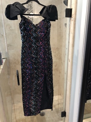 open lace back dress Satin A-line V-neck Spaghetti Straps Long Prom Dresses With High Split,  MP648 main image 1