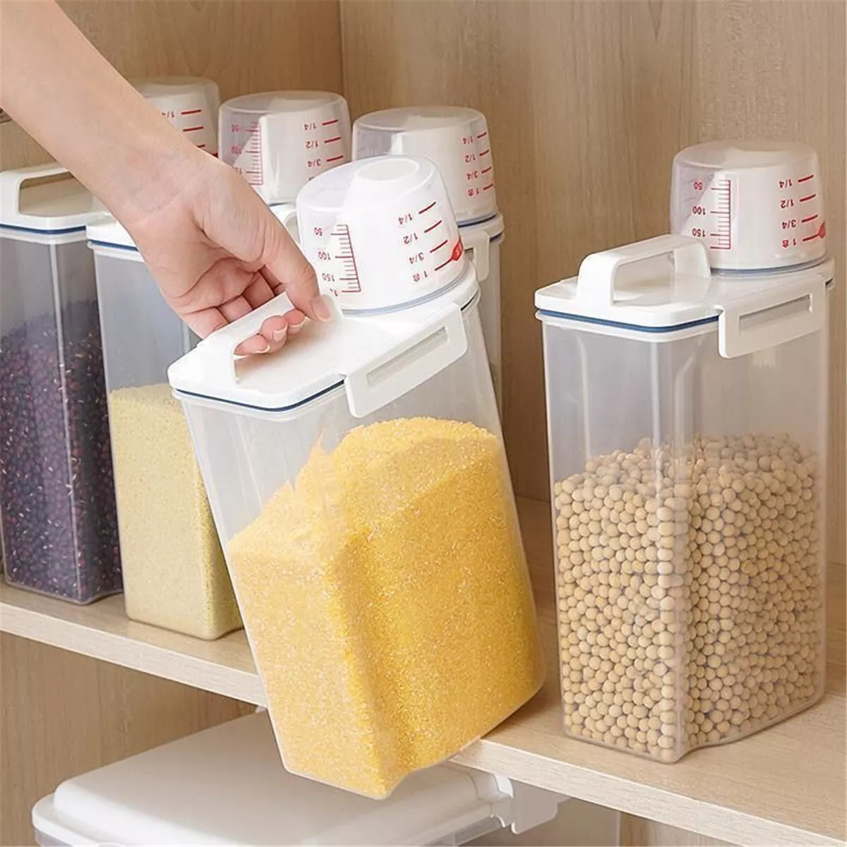 Cereal Container, Plastic Food Dispenser For Grain Cereal Flour