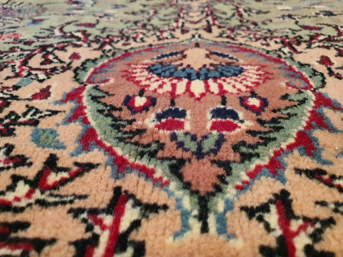 Exquisite Early 1940's Antique Wool Pile Sage Green Color Rug 7x10ft - 第 7/8 張圖片
