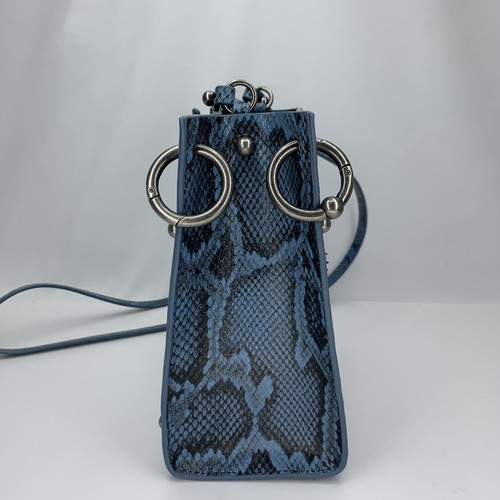 Rebecca Minkoff Leather Snakeskin Blue Crossbody Purse Bag - Missing Handles - Picture 5 of 15