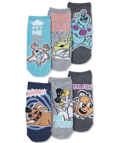 Disney Pixar Womens No-Show Socks 6 Pairs Size 4-10 Forky Sully Dug Nemo NEW - Afbeelding 1 van 8