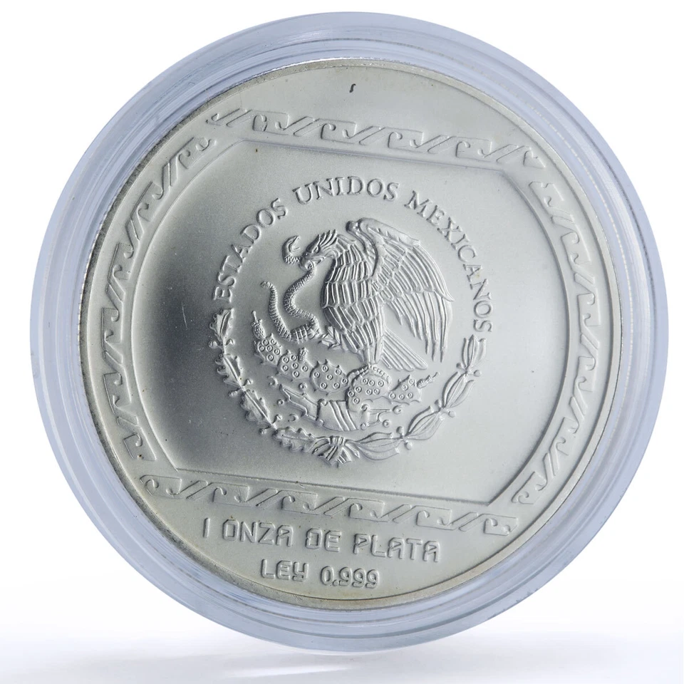 Mexico 5 pesos Carita Sonriente Precolombina Veracruz silver coin 1993 - Image 2 of 2