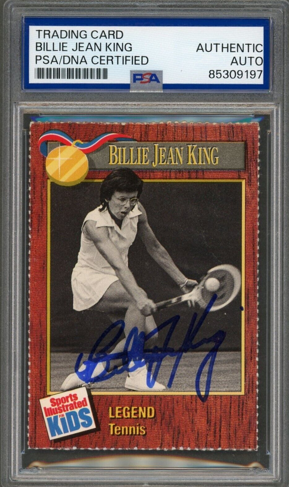 Billie Jean King SIGNED 1990 SI For Kids Tennis Card #210 Auto Authentic PSA DNA