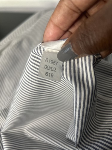 Vintage Lands End Direct Mens Dress Shirt 17-34 Regular Gray Strips Long Sleeve - Picture 6 of 10