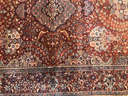 A Vintage 5' x 8' Joshegan Pattern Keshan Rug - Picture 7 of 8