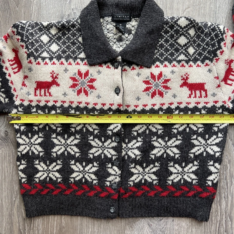 80 年代 限量北欧毛衣羊毛混纺雪花/驯鹿纽扣 M 意大利 — 第 4/4 张图片