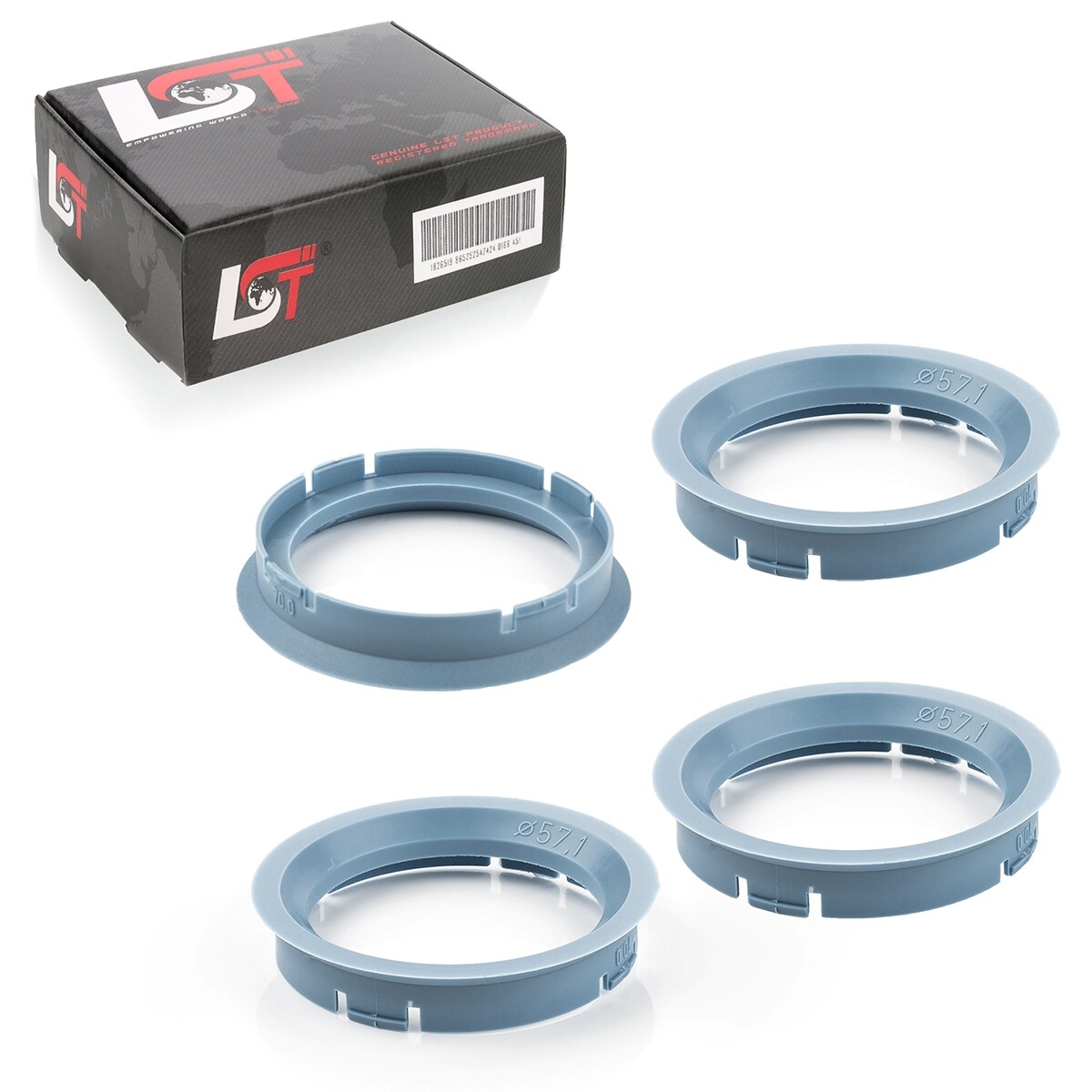 4x Centering Ring Light Blue Alloy Hub Ø 70,0 - 57,1 MM for BMW 5er 6er 7er