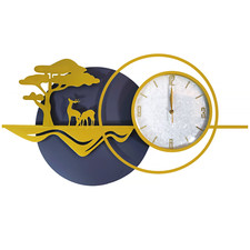Modern Pastoral Style Forest Landscape Deer Design Oversized Luxury Wall Clock