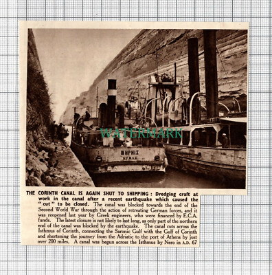 C3628) The Corinth Canal Shut After Earthquake - 1950 Clip
