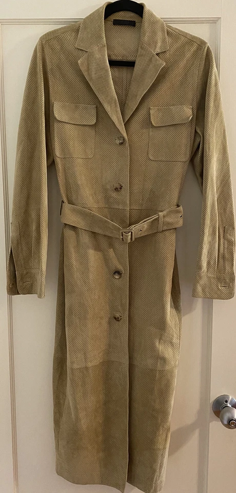 РЯД $5950 Zoe перфорированная овчина замши Тренч размер 4 маленький Olsen близнецы - Изображение 3 из 4