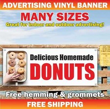 Delicious HOMEMADE DONUTS Advertising Banner Vinyl Mesh Sign food buffet crepes