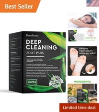 Bamboo Deep Cleansing Foot Pads - Natural 30 Packs for Sleep  Relief