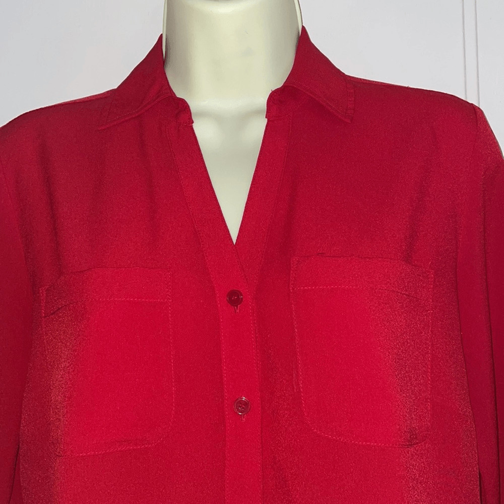Talbots red polyester long sleeved button down sh… - image 2