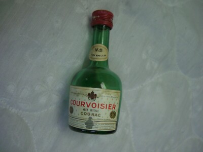 Vintage Courvoisier VS Cognac Green Mini Glass Genie Bottle/16th Pint/Empty