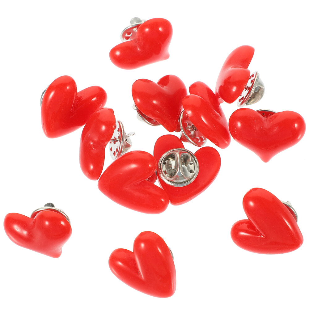 12 Pcs Love Brooch Miss Mother Valentines Pin Heart-shaped Button