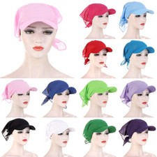Women Hair Loss Scarf Cancer Chemo Cap Brim Muslim Turban Hat Hijab Head Wrap /