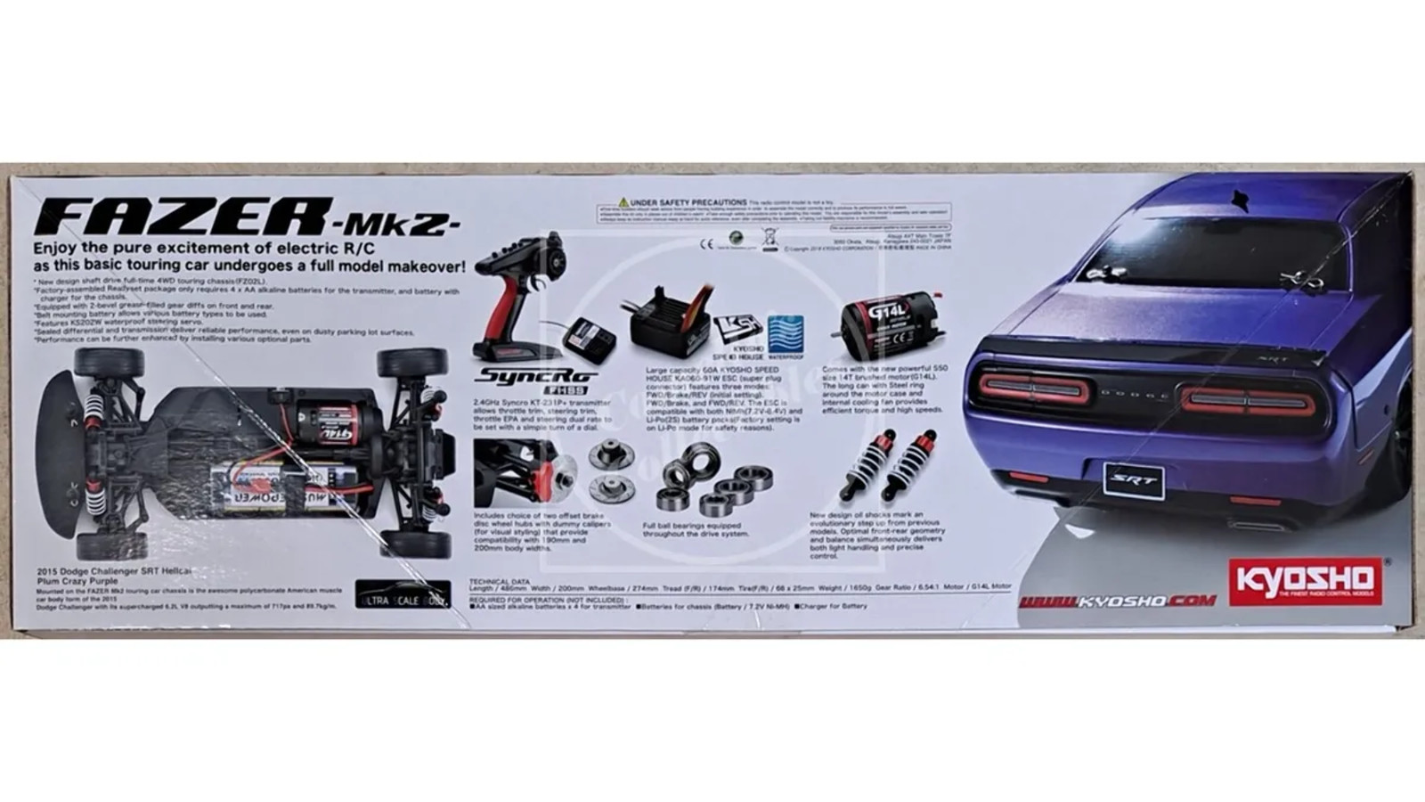 Kyosho Fazer Mk2 1/10 Dodge Challenger SRT Hellcat RTR Brushed 2.4GHz 34415T1B