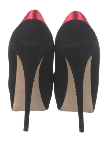 GIUSEPPE ZANOTTI Black Suede Colorblock Pattern Pumps SZ 8 IT 38 Very Good &Box - Picture 4 of 5