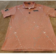 Bad Birdie Men's XL Golf Polo Shirt Pink Paint Splat Short Sleeve Shop Beer NEW.