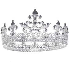 King Crown for Men, Silver Metal Party Costume,Halloween, Birthday Gift, Wedding