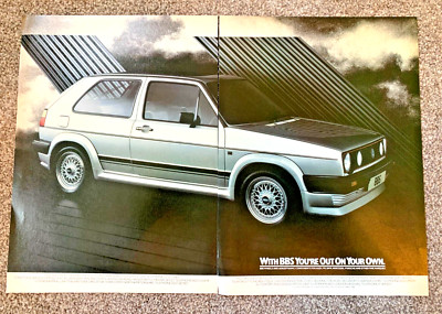 BBS WHEELS VW GOLF GTi MK1 - FRAMEABLE COLLECTIBLE ORIGINAL CLASSIC CAR ADVERT