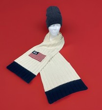 Vtg Polo Jeans Co Ralph Lauren SCARF Cable Knit Wool Blend RL Flag Preppy 90s