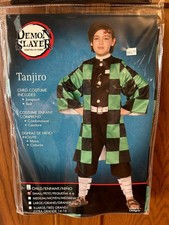 Demon Slayer Tanjiro Child Costume Small 4-6  Jumpsuit  Belt  NEW Anime Cosplay