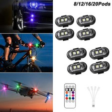 8-20pc Wireless Rgb Led Strobe Light Usb Charging W Remote Control For Car Bike