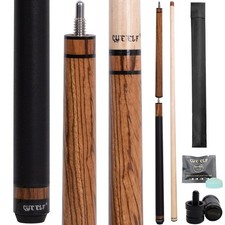 Cueelf Heavy Hitter Jump Break Pool Cue 3-Piece Pool Cue Stick Zebra Wood Pool