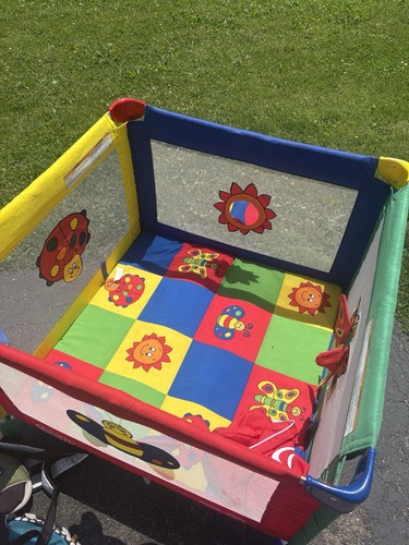 Vintage Bright Starts Multicolor Play Yard Playpen