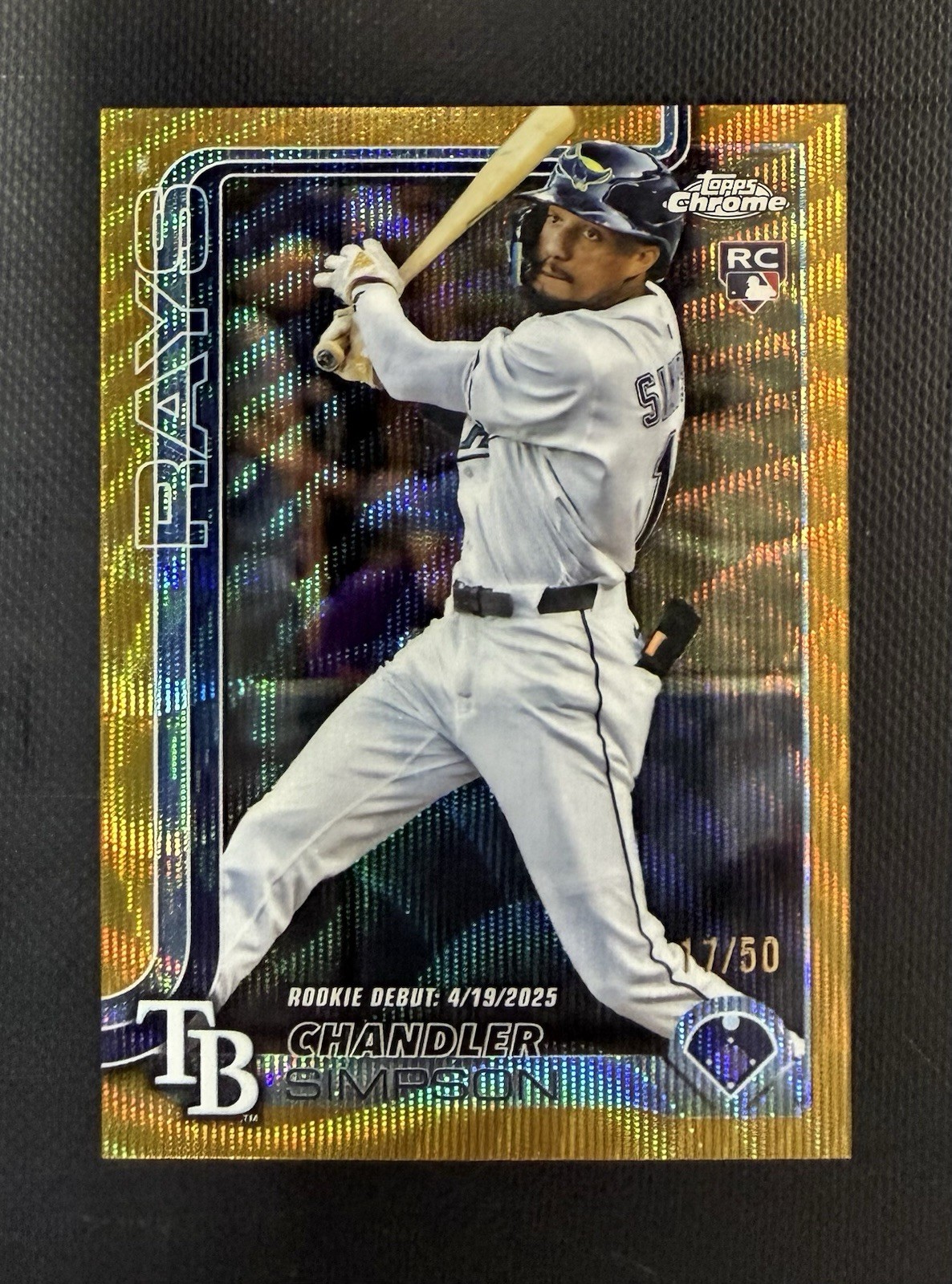 2025 Topps Chrome Update Chandler Simpson Rookie Debut GOLD WAVE SP #’d 17/50