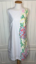 Women’s Lilly Pulitzer White Floral Hibiscus Tropical Vacation Shift Dress 14