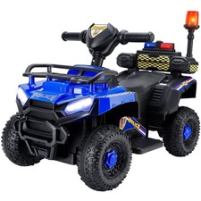 Bruce  Shark Police Car Ride On Electric ATV Four Wheeler for Kids, Blue,