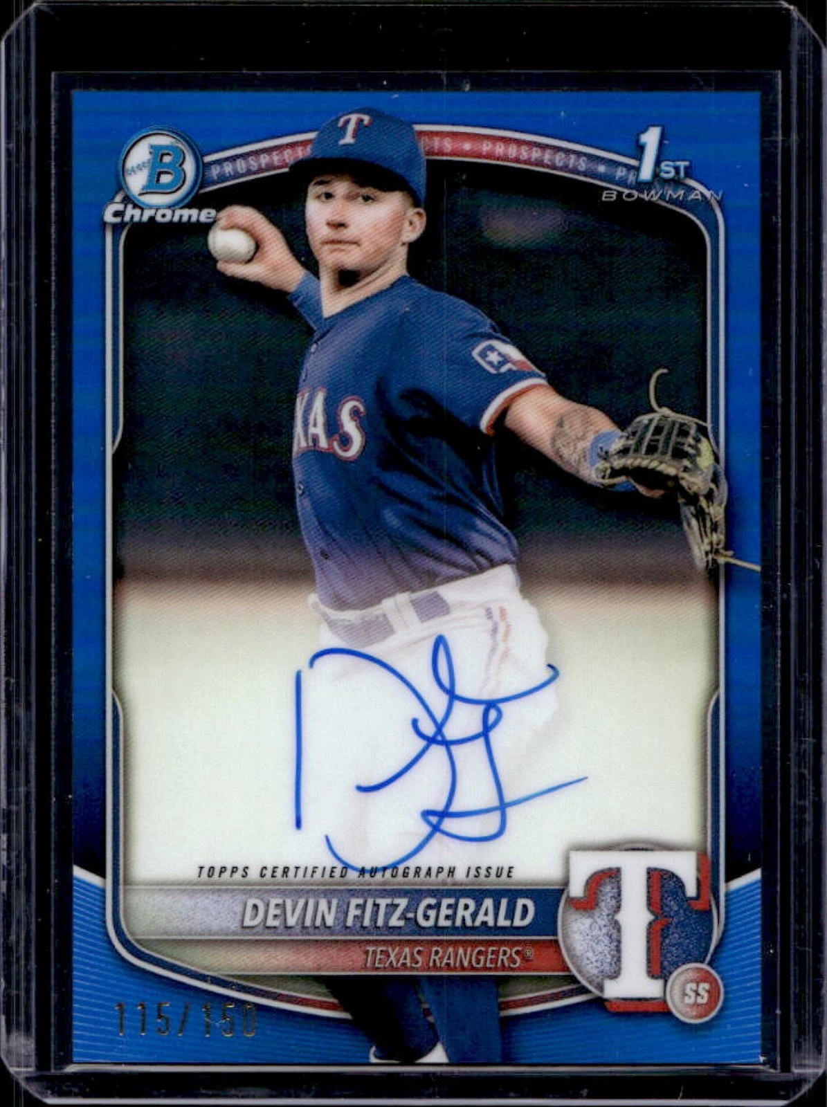 2025 Bowman Chrome Devin Fitz-Gerald Auto Blue Refractor 1st #115/150