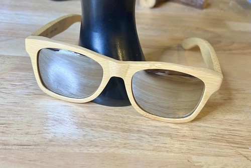 4EST Sunglasses Surfer, Polarized,wooden bamboo  Frame Floating Beach Unisex