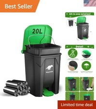 Dog Poop Trash Can Outside, 20L/5Gallon Dog Waste Trash Can with Lid, Pedal a...