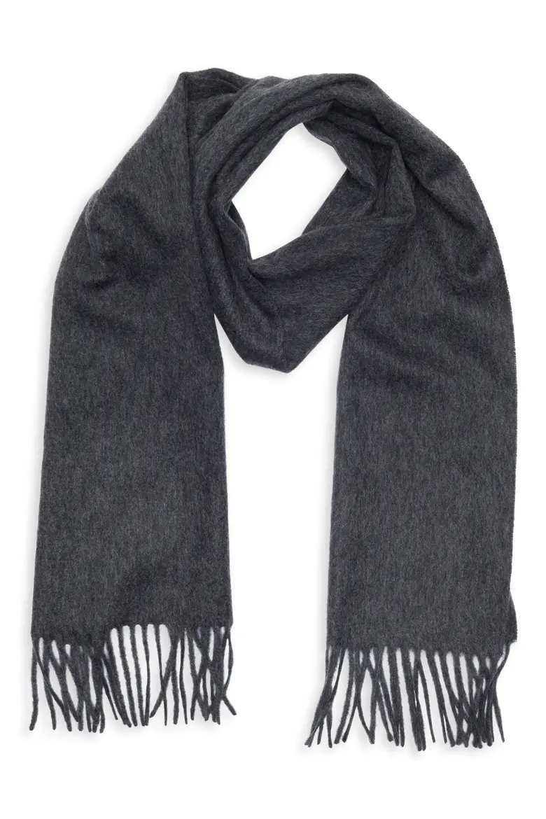 Stole Withe NWOT Nordstrom Rack Men's Gray 100% Cashmere Fringe Scarf | eBay