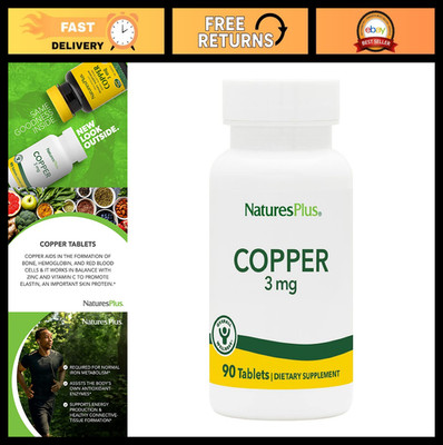 Copper 3 mg Supplement - 90 Tablets for Overall Wellness - Gluten Free, 90 Servi