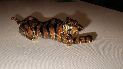 CINER for MMA Tiger Brooch Enamel & 18k Gold Museum Piece   