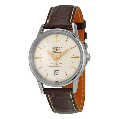 Longines Heritage Flagship Automatic Silver Dial Brown Leather Men's Watch