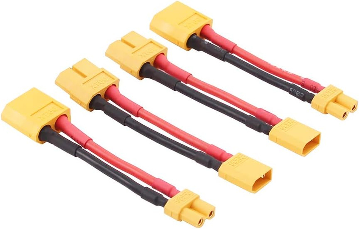 4Pcs XT30 XT-30 to XT60 XT-60 Male Female RC Connector Adapter with 16Awg 5Cm(C8