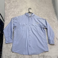 Columbia Omni-Shield Blood N Guts Shirt Mens XL Blue Long Sleeve Button Fishing
