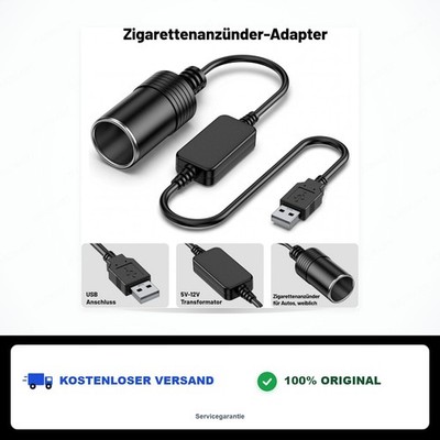 USB A Stecker auf 12V Zigarettenanzünder Konverter 30 cm für Auto Zubehör