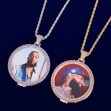 18k Gold 925 Silver Hip Hop Swerve Purple Ice Custom Made Photo Picture Necklace