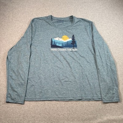 Life is Good Active Here Comes The Sun Mountains Trees 2XL Blue LS T-shirt