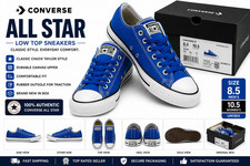 Converse Chuck Taylor All Star Low Blue Snorkel 135514F Mens 8.5 Womens 10.5 NEW